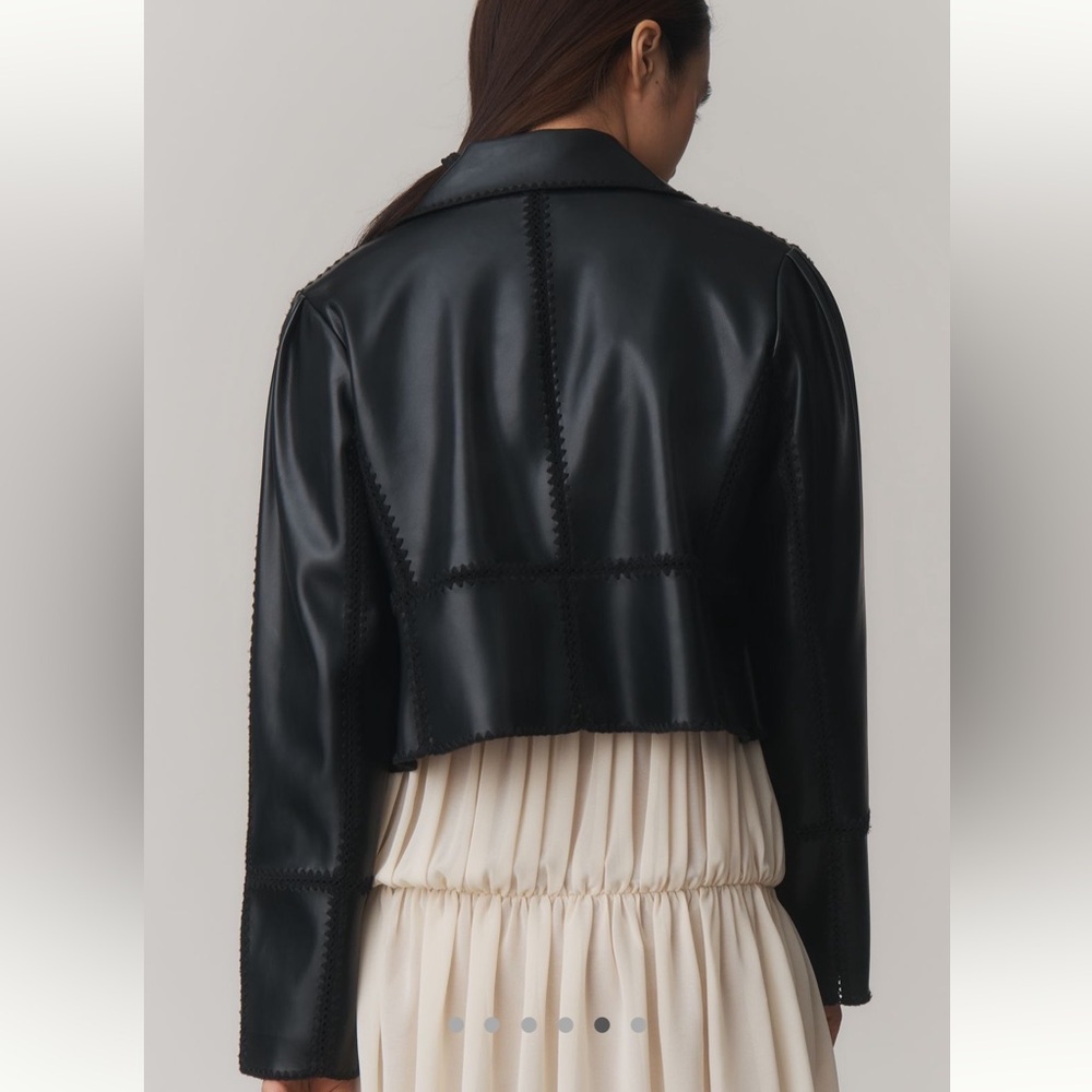Anthroplogie The Freya Faux Leather Whip-Stitch Swing Jacket - Picture 3 of 9